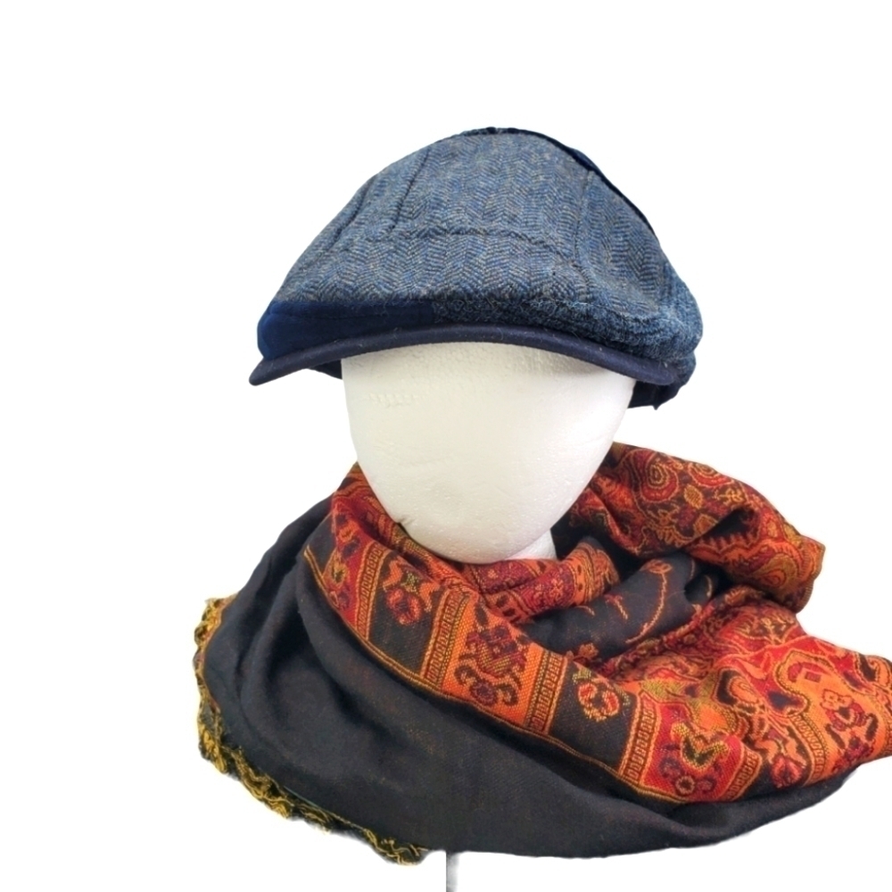 Grace Hats Race G Hunting Cap Plaid Blue Hat Vintage